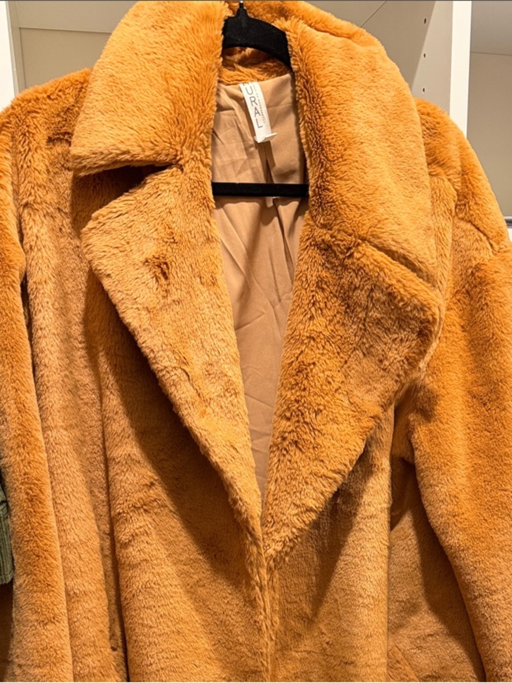 Mural Teddy Coat in Warm Camel Brown